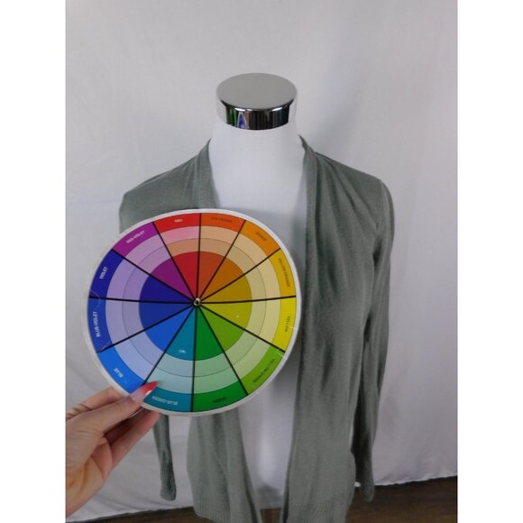 Max Studio Sweater Womens Medium Sage Green Open Front Cardigan Linen Blend - Picture 9 of 11